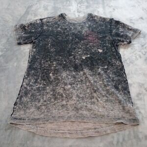 Affliction Reversible Graphic T Shirt Mens Medium Grey Black Burnout Grunge Y2K
